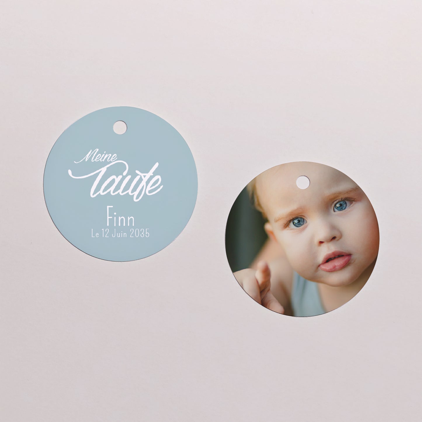 Geschenkbox Taufe Kugel mit runder Etikette Herz Pastell foto N° 3