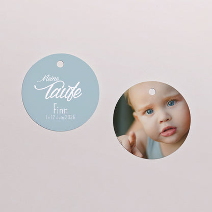 Geschenkbox Taufe Kugel mit runder Etikette Herz Pastell foto N° 3
