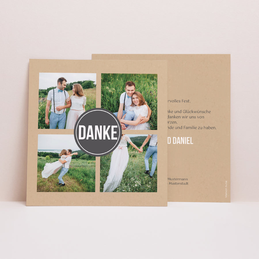 Dankeskarte Hochzeit Quadrat Allianzen Fond Kraft foto