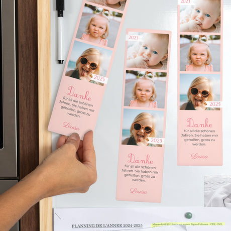 Fotoabzug Foto's Set aus 3, magnetisch Danke, Kindermädchen!