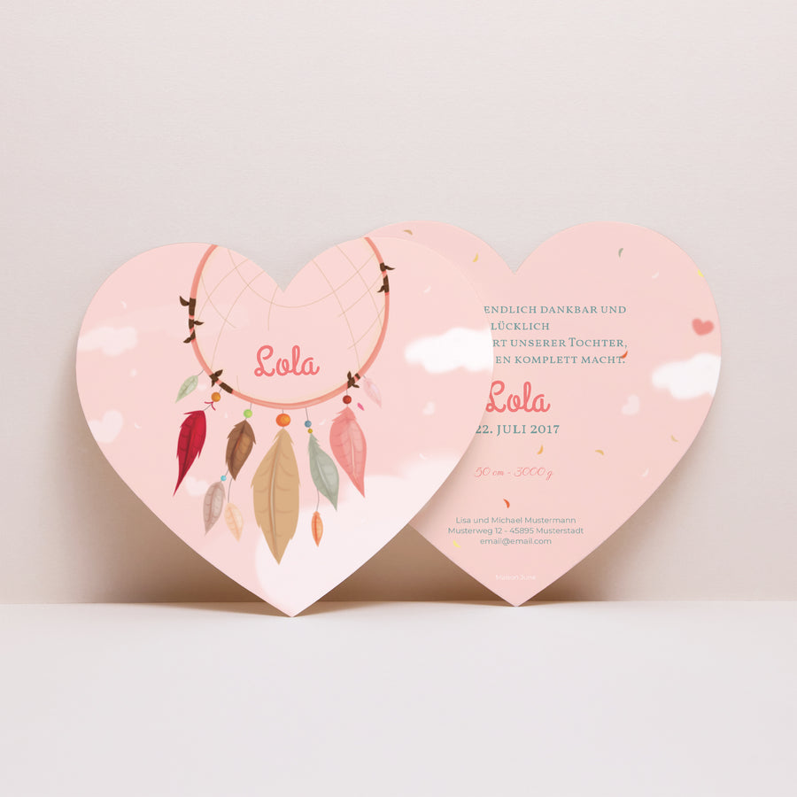 Geburtskarte Herz Traumfänger Herz foto