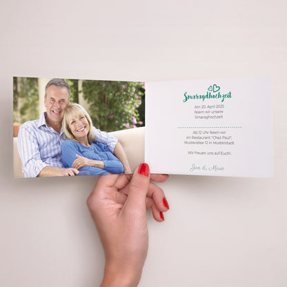 Einladungskarte Hochzeitstag Doppelflügel-Landschaft Smaragdgrüne Hochzeit foto N° 2