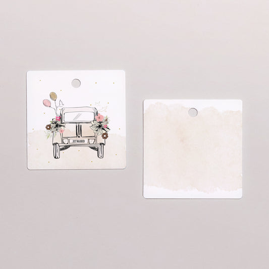 Vorgelochtes Etikett Hochzeit quadratisch 2CV Citroen foto