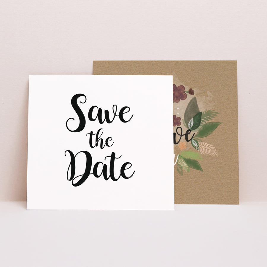 Save the date Karte Hochzeit Quadrat Vintage-Blumen foto
