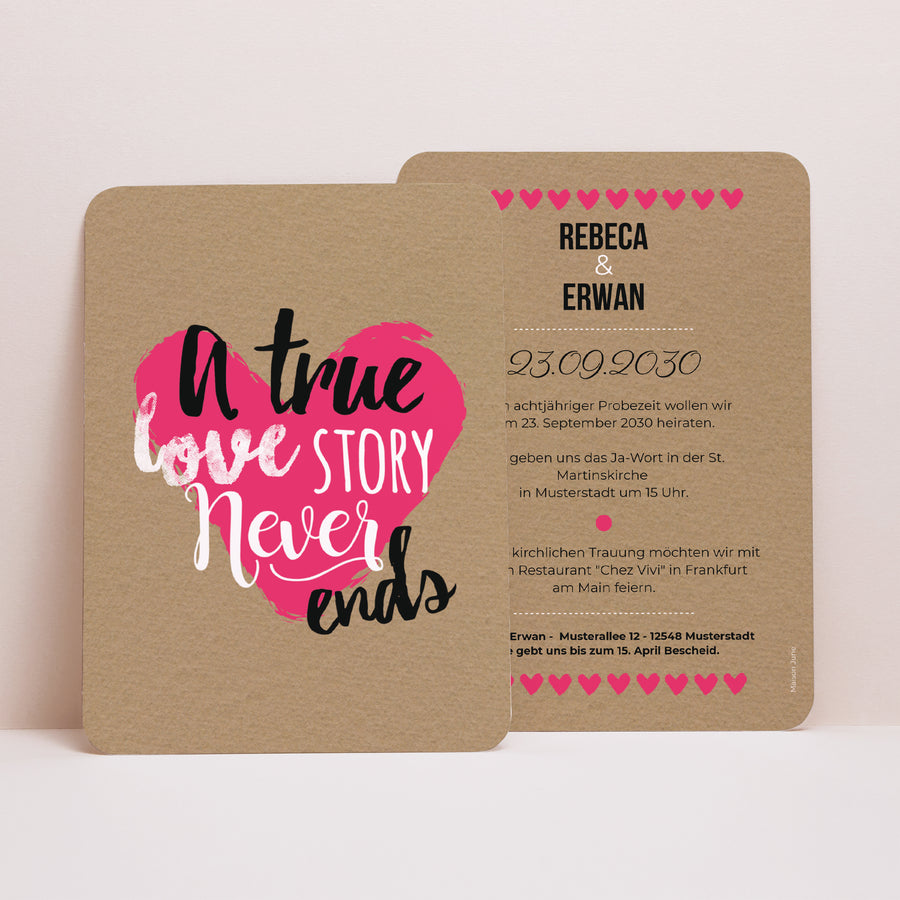 Hochzeitseinladung Porträt, abgerundete Kanten Love story foto