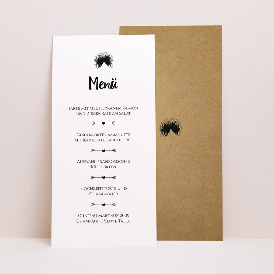 Menükarte Hochzeit Panoramatisches Porträt Love is Life foto