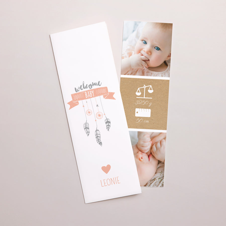 Geburtskarte Fotoautomaten Lesezeichen Traumfänger Girly Duo foto