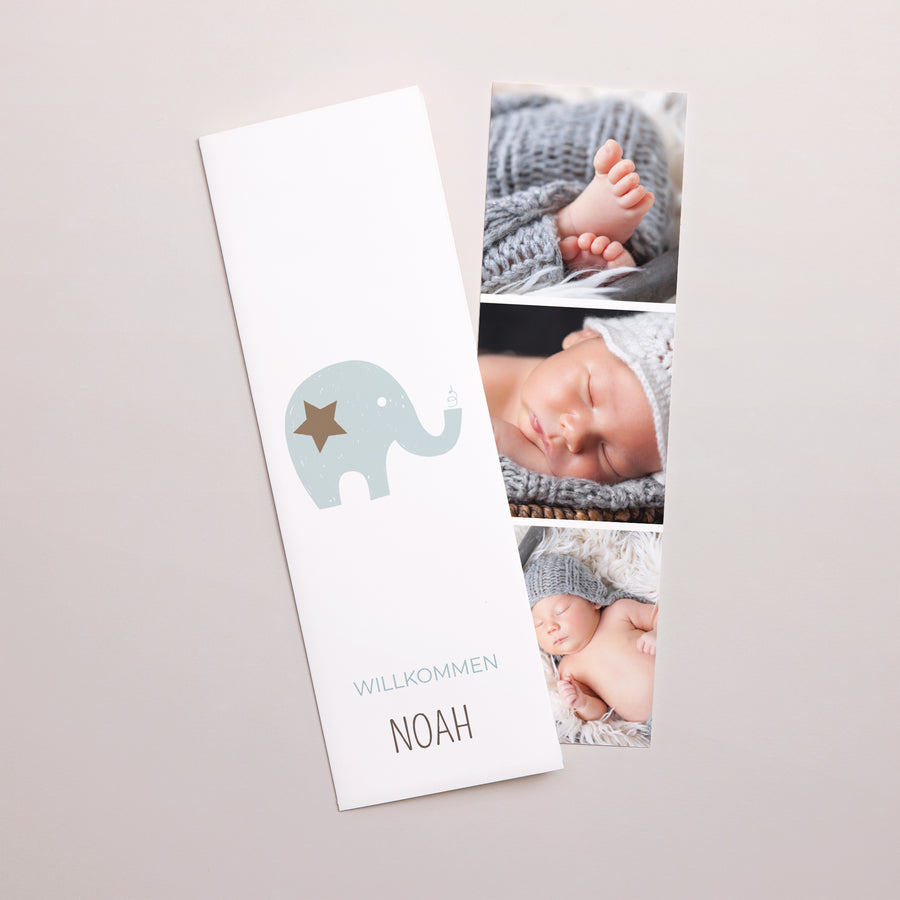 Geburtskarte Fotoautomaten Lesezeichen Elefanten-Duo foto