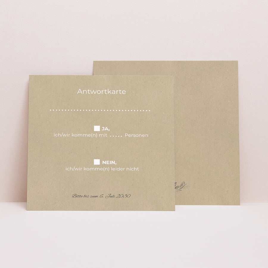 Antwortkarte Hochzeit Quadrat Romantische Blumen foto