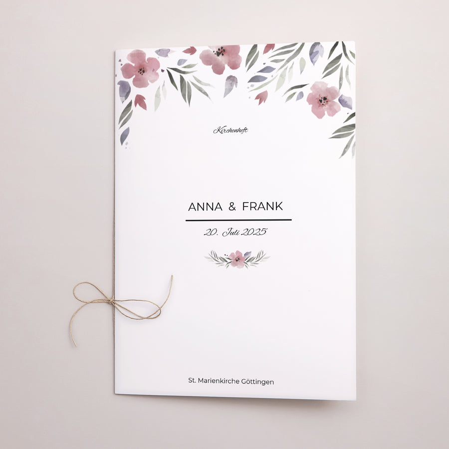 Kirchenheft Hochzeit Doppelflügel Romantische Blumen foto