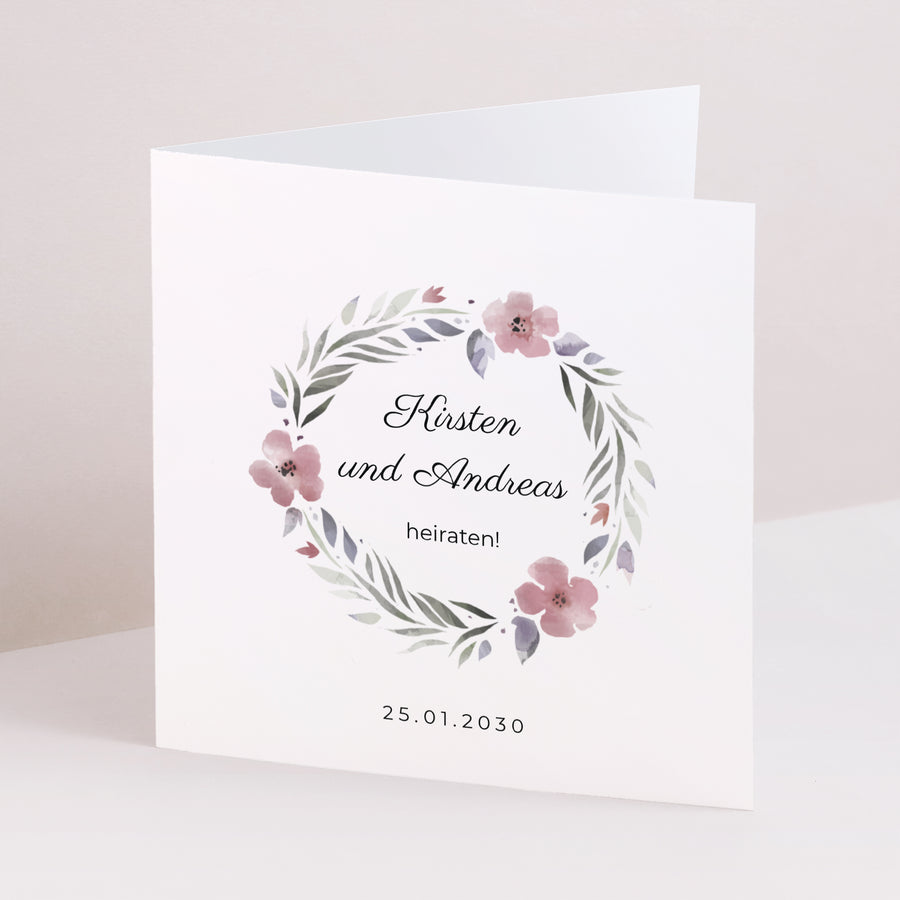Hochzeitseinladung Doppelflügelfenster Romantische Blumen foto