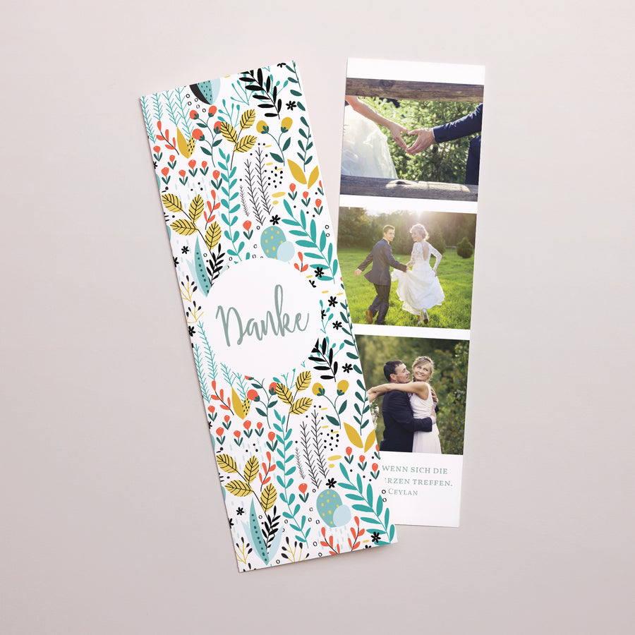 Dankeskarte Hochzeit Fotoautomaten Lesezeichen Wilde Wiese foto
