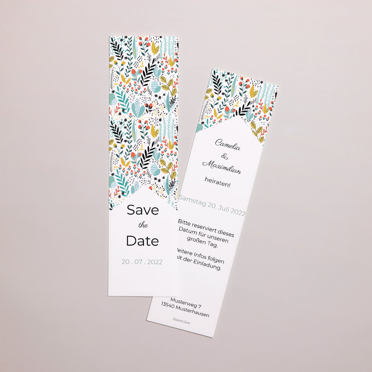 Save the date Karte Hochzeit Lesezeichen Wilde Wiese foto N° 1