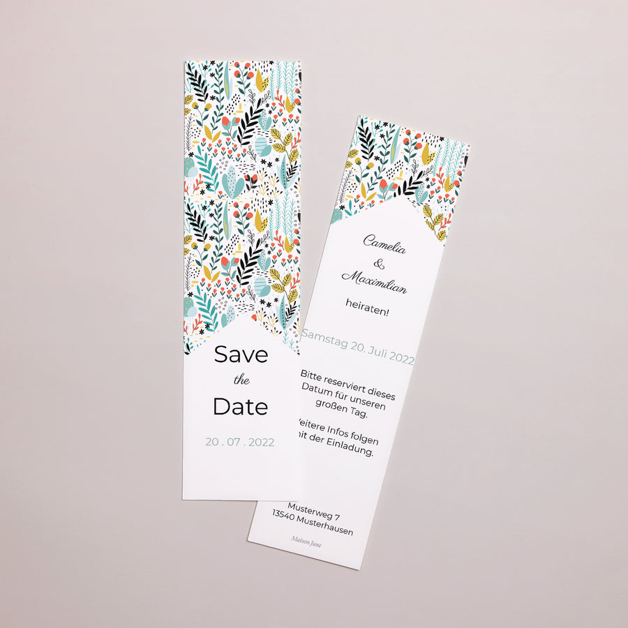 Save the date Karte Hochzeit Lesezeichen Wilde Wiese foto