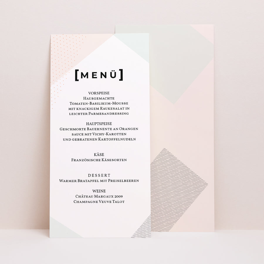 Menükarte Hochzeit Panoramatisches Porträt Kubistischer Stil foto