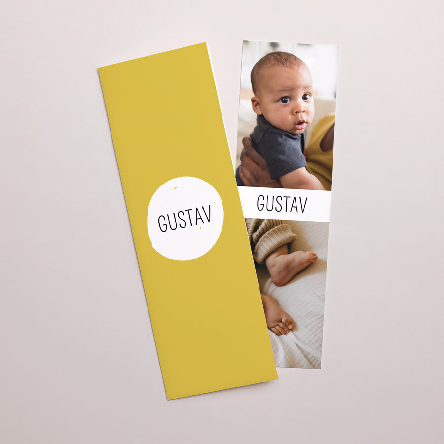 Geburtskarte Fotoautomaten Lesezeichen Schnurrbart & Erbsen foto