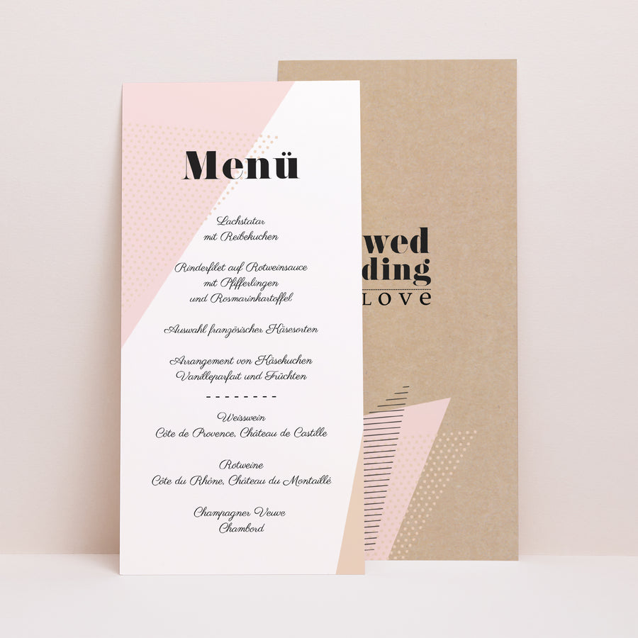 Menükarte Hochzeit Panoramatisches Porträt Geometrisch foto