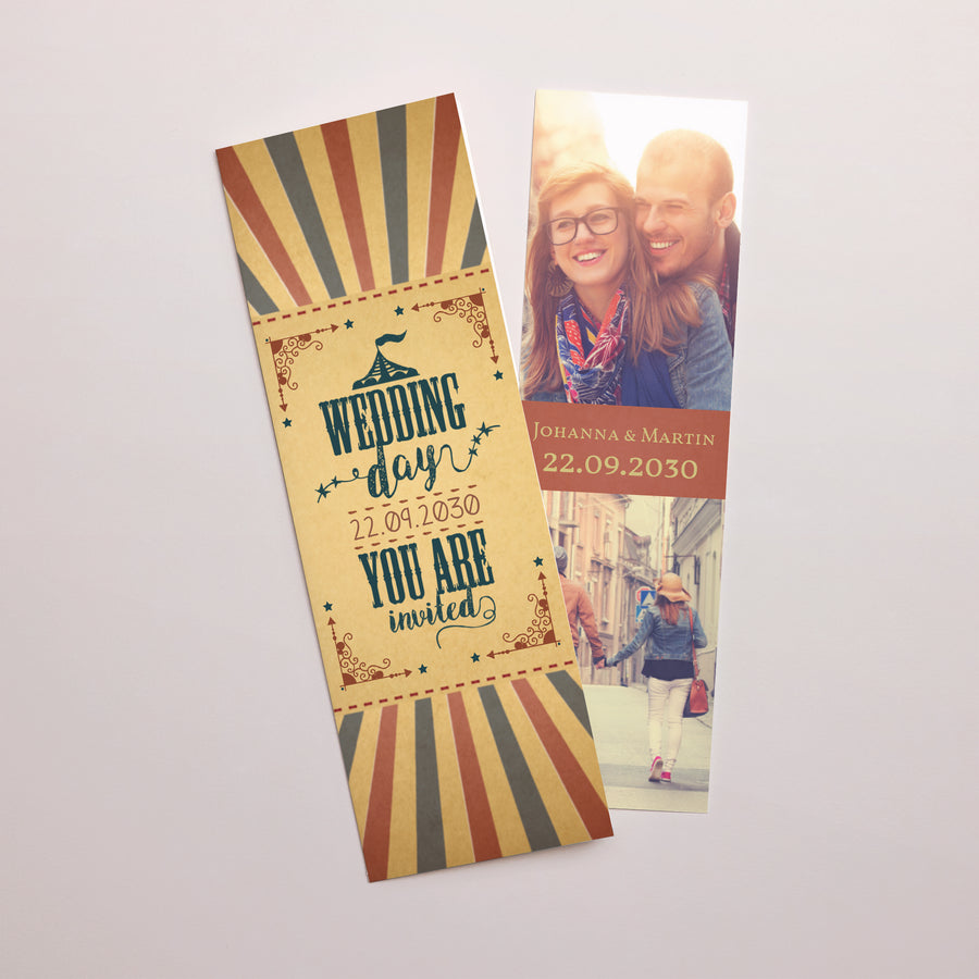 Hochzeitseinladung Fotoautomaten Lesezeichen Jahrmarkt foto