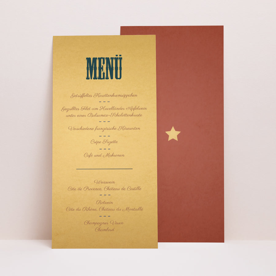 Menükarte Hochzeit Panoramatisches Porträt Jahrmarkt foto