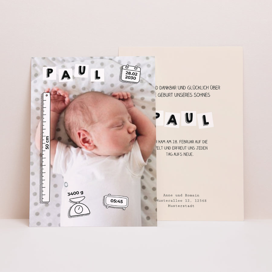 Geburtskarte ABC Baby foto