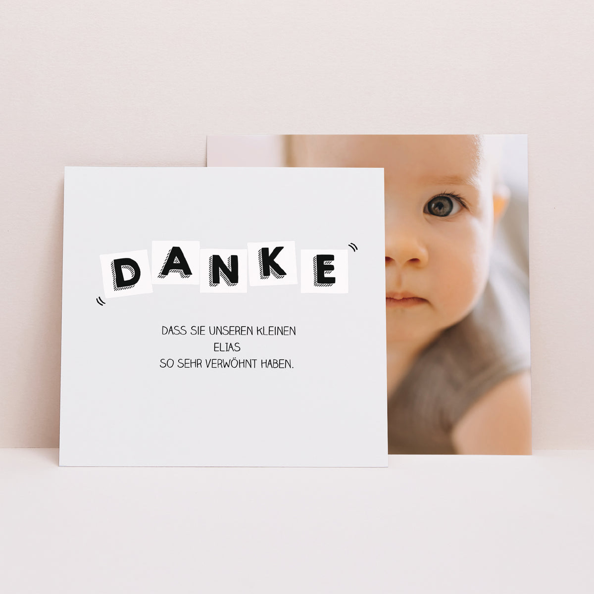 Dankeskarte Geburt Quadrat Briefe von Baby foto