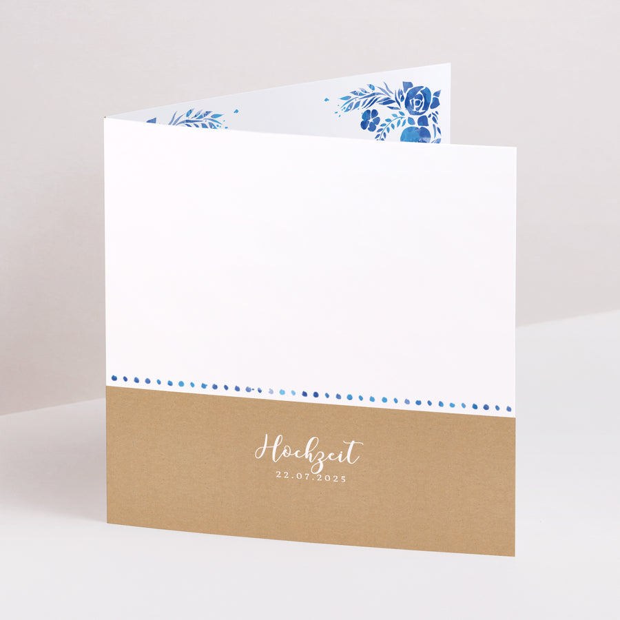 Hochzeitseinladung Doppelflügiges Quadrat Sommerblau foto