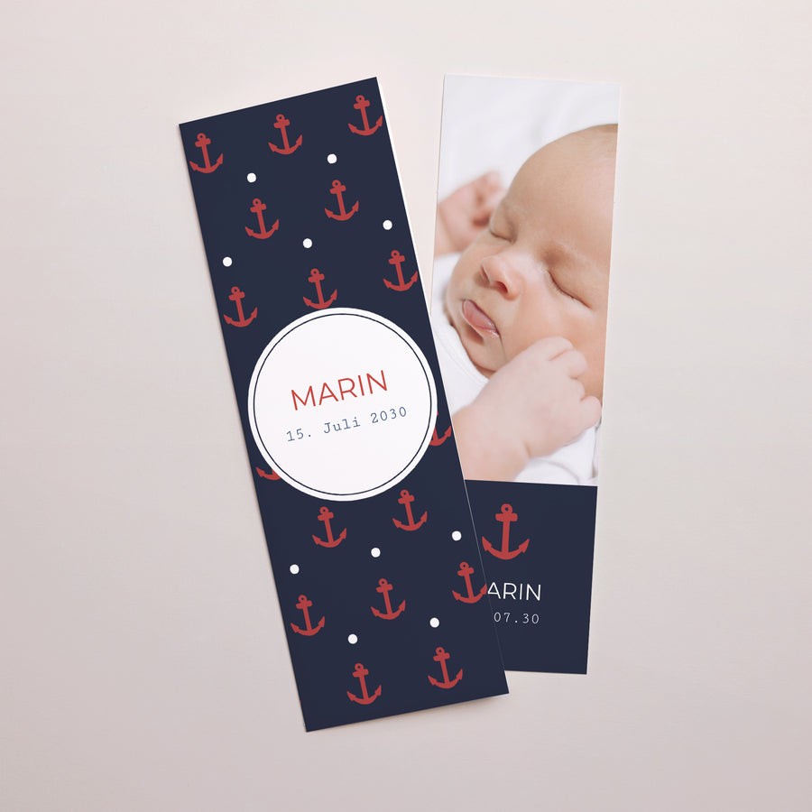 Geburtskarte Fotoautomaten Lesezeichen Kleines Seemanns-Trio foto