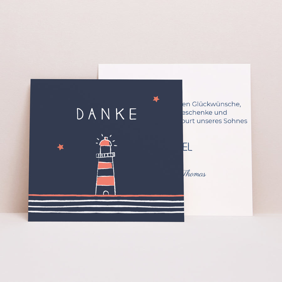 Dankeskarte Geburt Quadrat Kleines Schiff foto