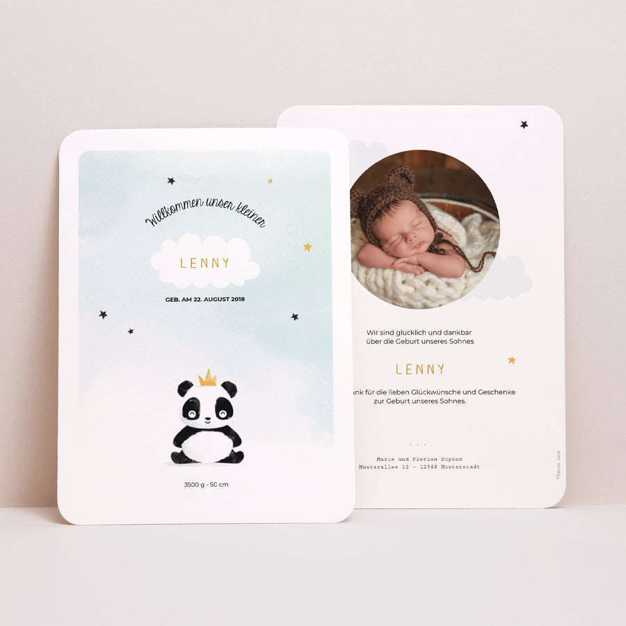 Geburtskarte Porträt, abgerundete Kanten Kleiner Panda foto