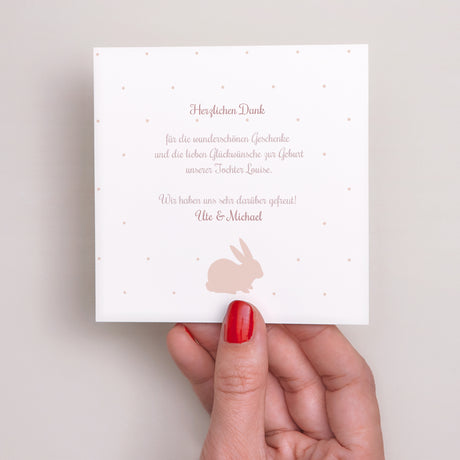 Dankeskarte Geburt Quadrat Vintage-Kaninchen