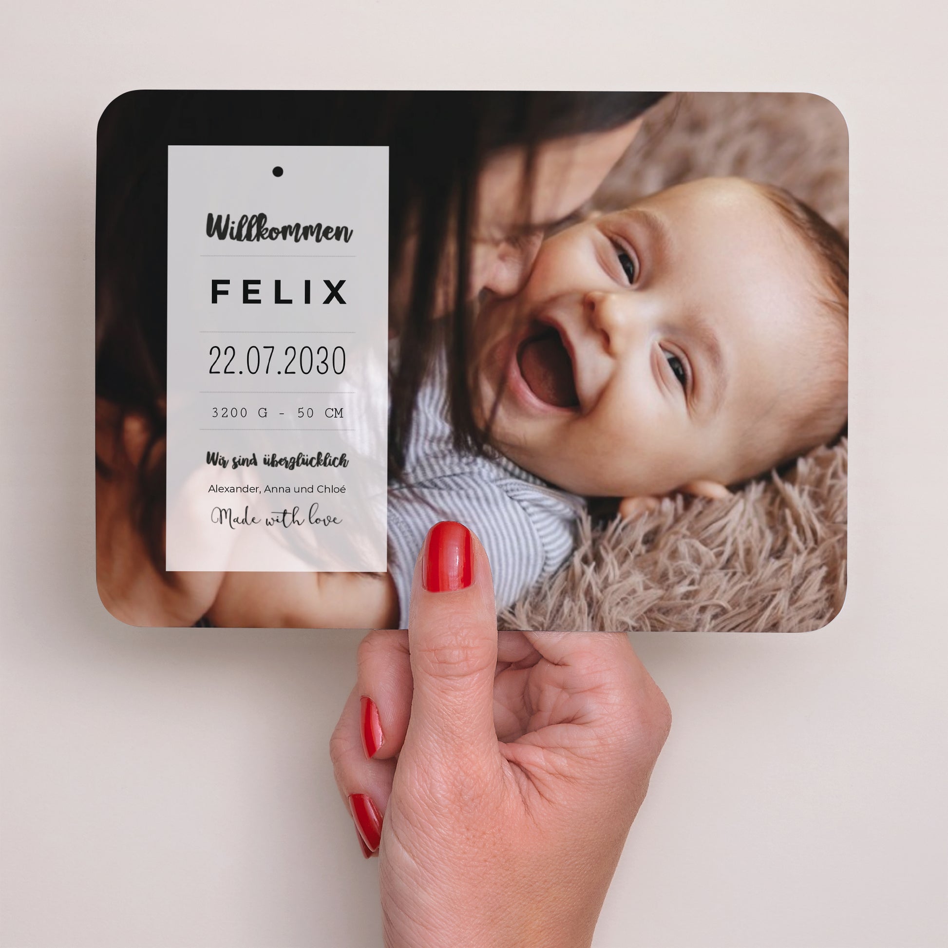 Geburtskarten Landschaft, abgerundete Ränder Mit Liebe gemacht foto N° 2