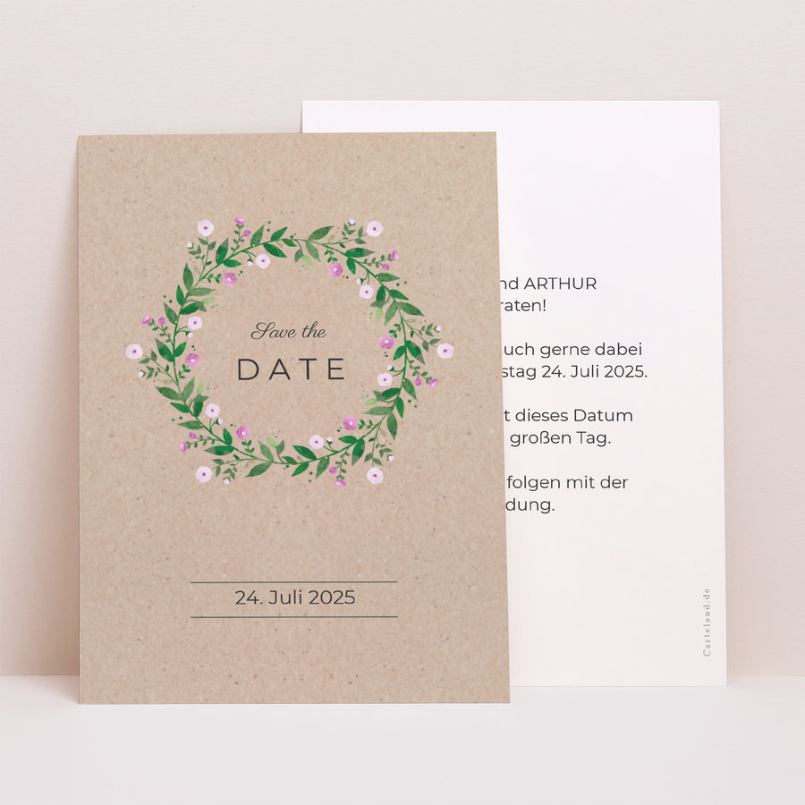 Save the date Karte Hochzeit Porträt Natur in Feierlaune foto