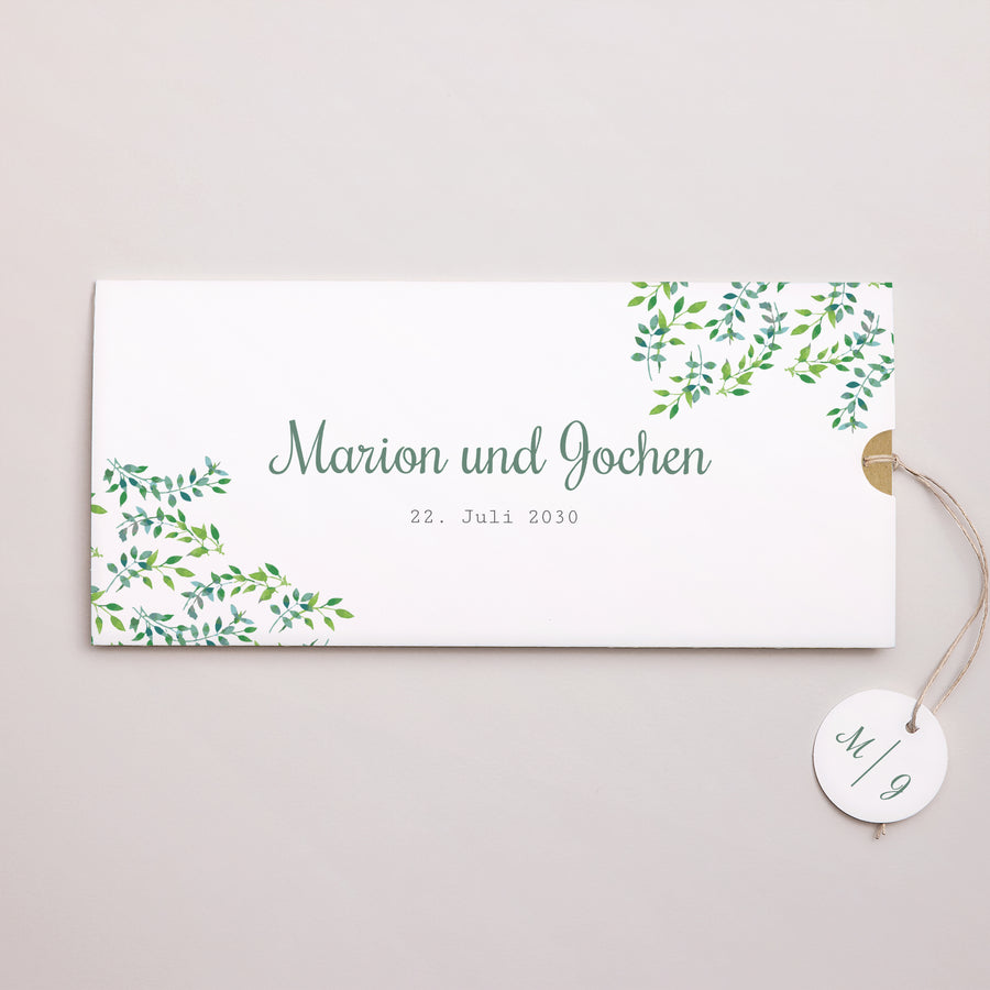 Hochzeitseinladung Mappe 2 Karten, Etikett Natur & Kraft foto