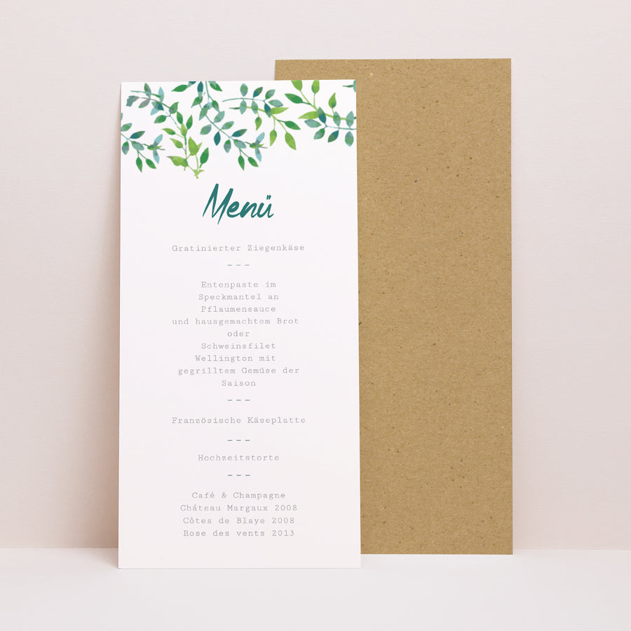 Menükarte Hochzeit Panoramatisches Porträt Natur & Kraft foto