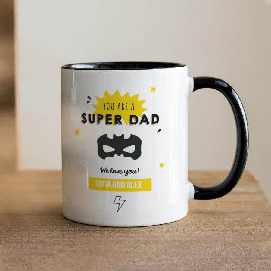 Tasse Objekte Schwarz Super Dad foto