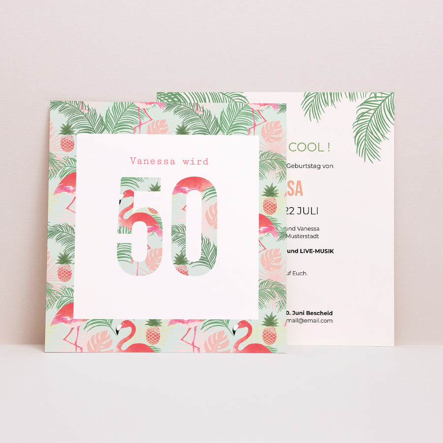 Beilegekarte Geburtstag Erwachsener Quadrat Tropical Party foto