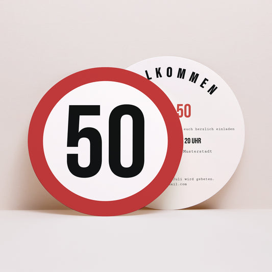 Einladungskarte Geburtstag Rund Zone 50 foto