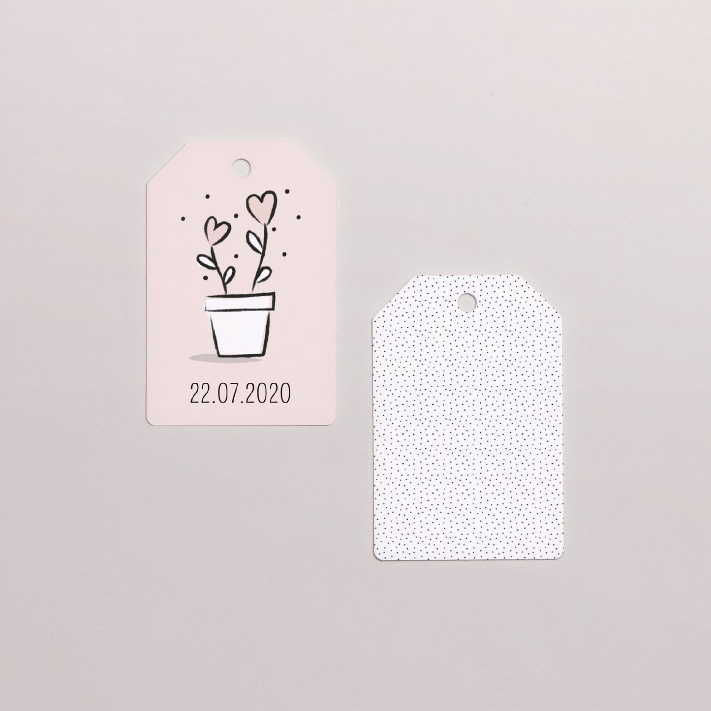 Vorgelochtes Etikett Hochzeit Fähnchen 2 Herzen foto N° 1