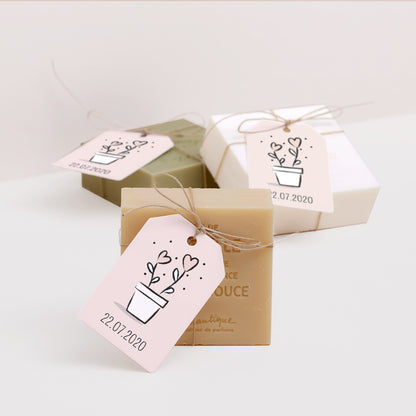 Vorgelochtes Etikett Hochzeit Fähnchen 2 Herzen foto N° 2