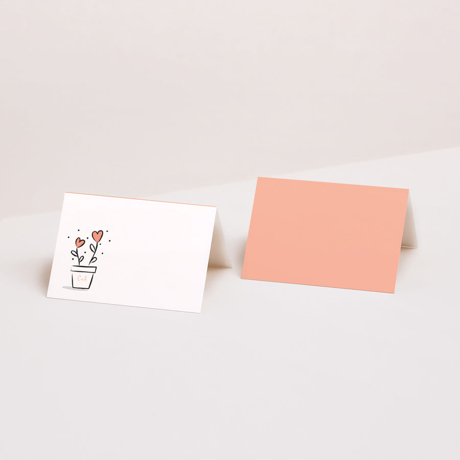 Tischkarten Hochzeit Quer 2 Herzen foto