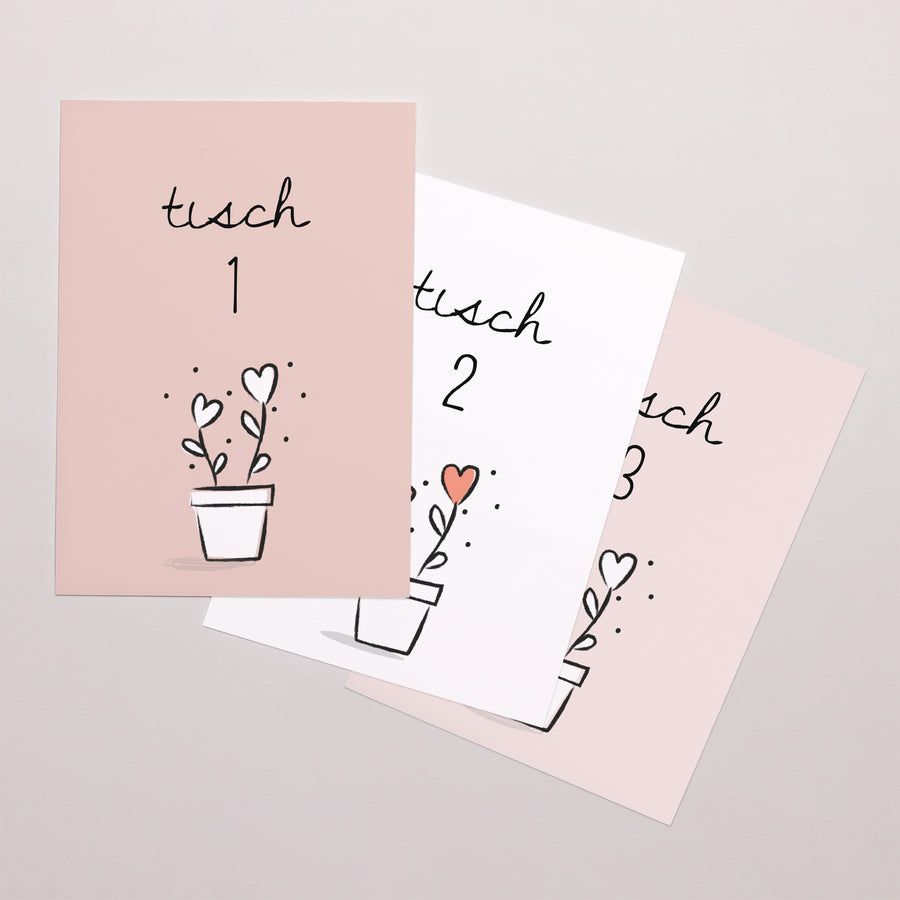 Tischnummern Hochzeit Rechteck 2 Herzen foto