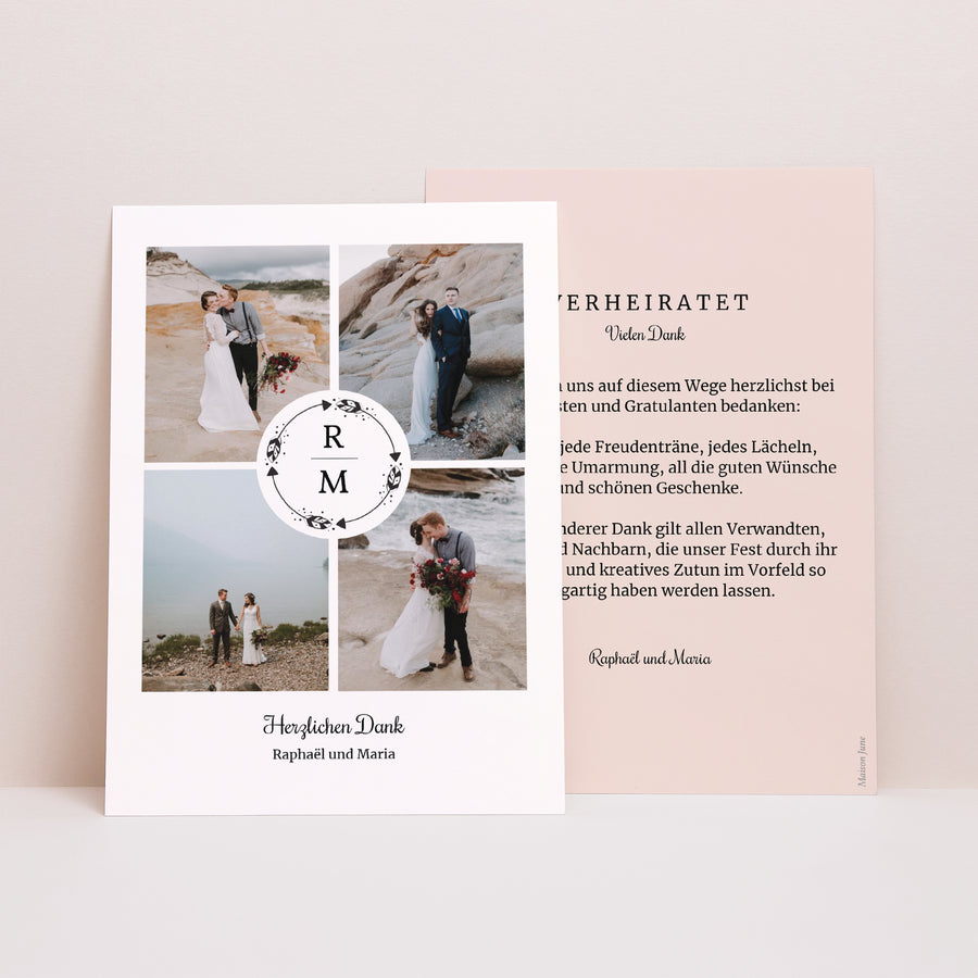 Dankeskarte Hochzeit Boho-Krone foto