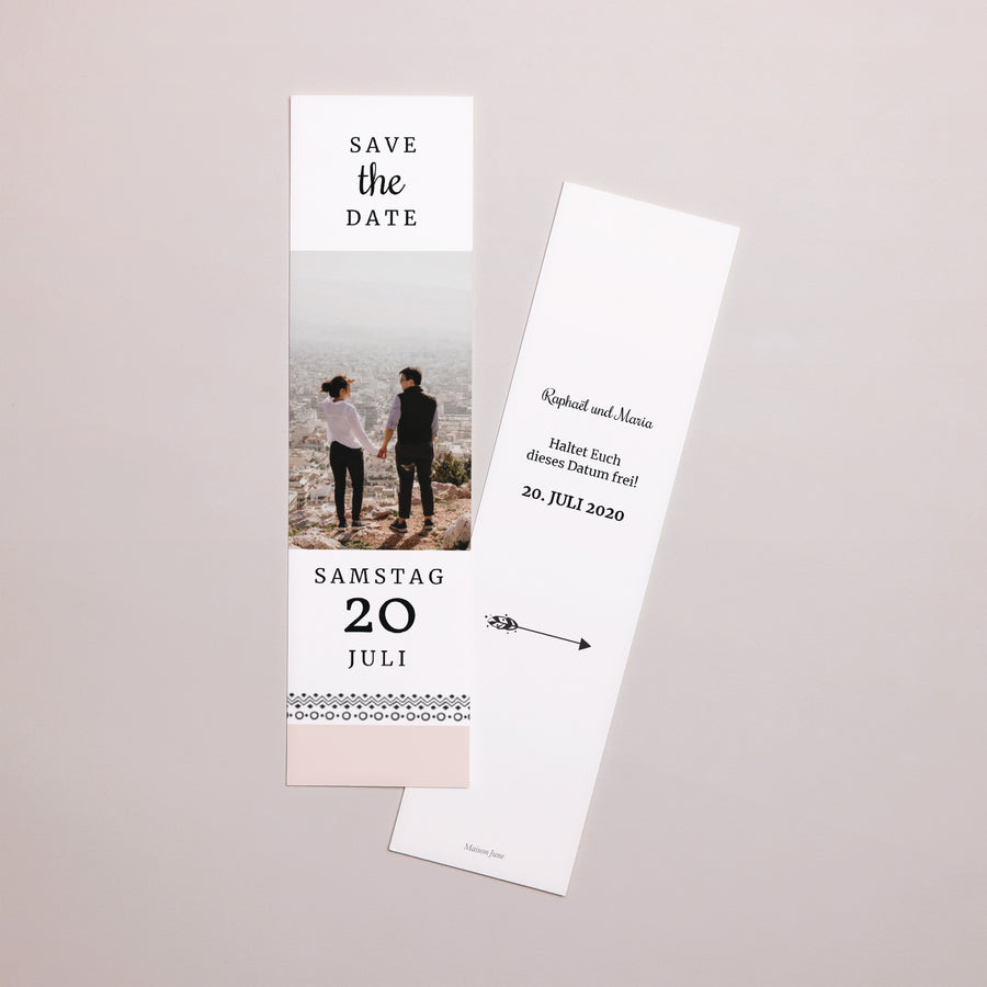Save the date Karte Hochzeit Lesezeichen Boho-Krone foto
