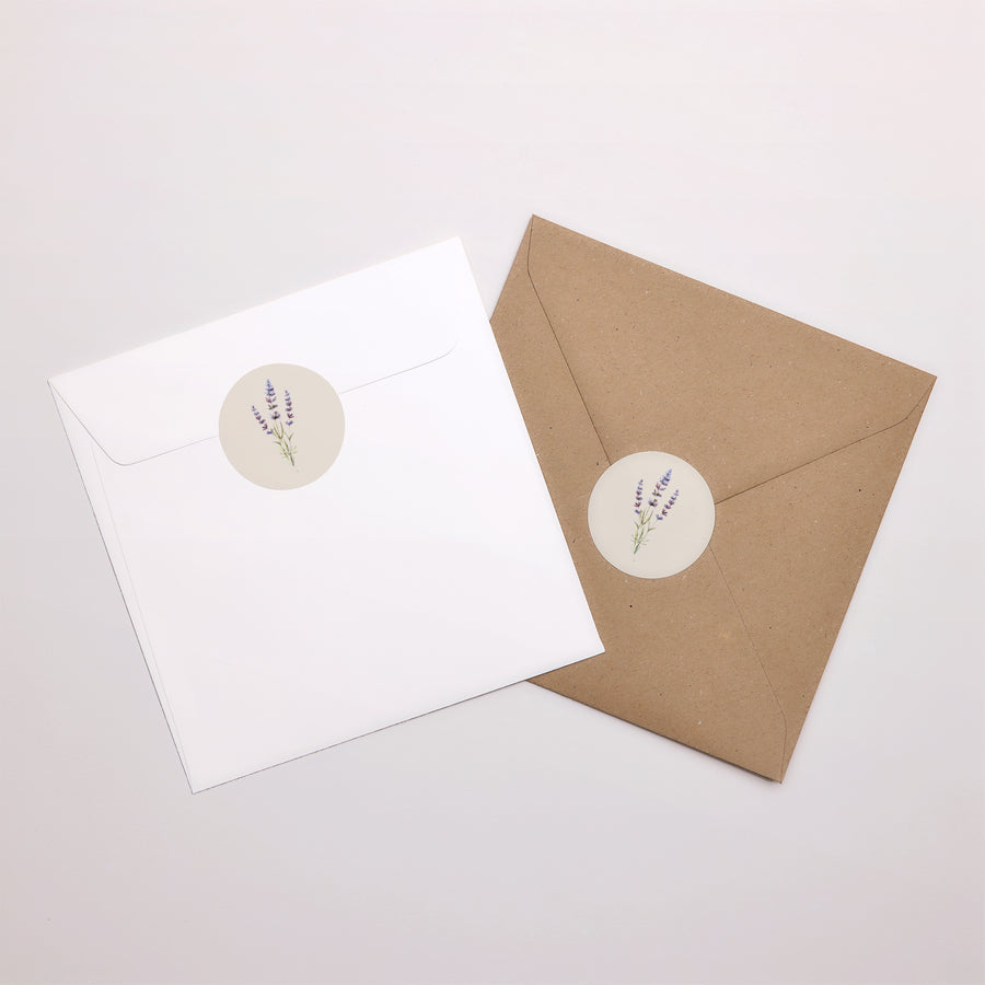 Sticker Hochzeit Rund Lavendelstrauß foto