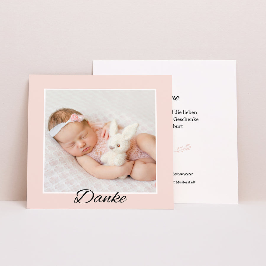 Dankeskarte Geburt Quadrat Goldenes Kaninchen foto