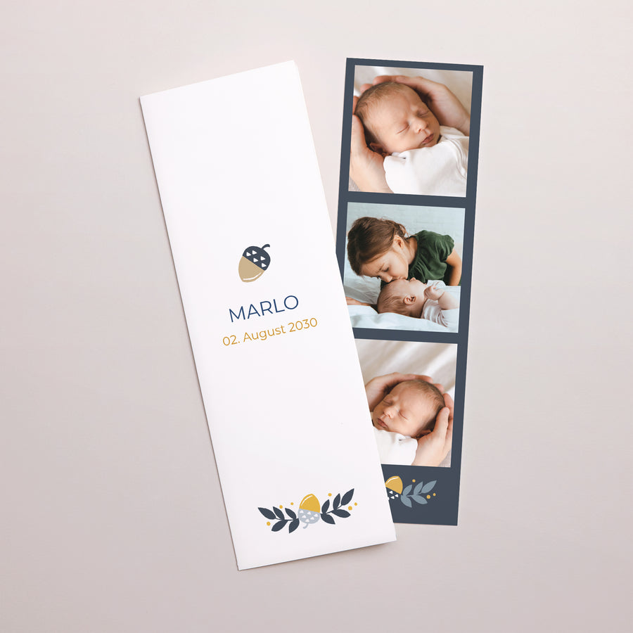 Geburtskarte Fotoautomaten Lesezeichen Herbststimmung foto