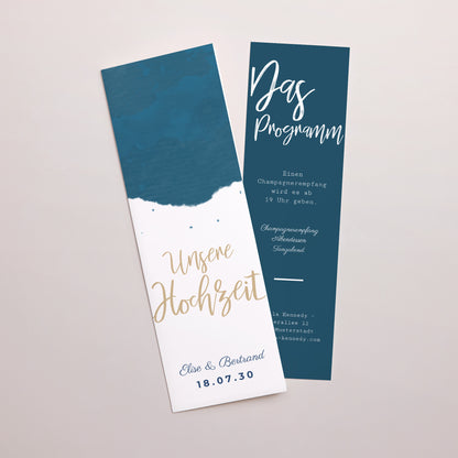 Hochzeitseinladung Fotoautomaten Lesezeichen Das blaue Gold foto N° 1