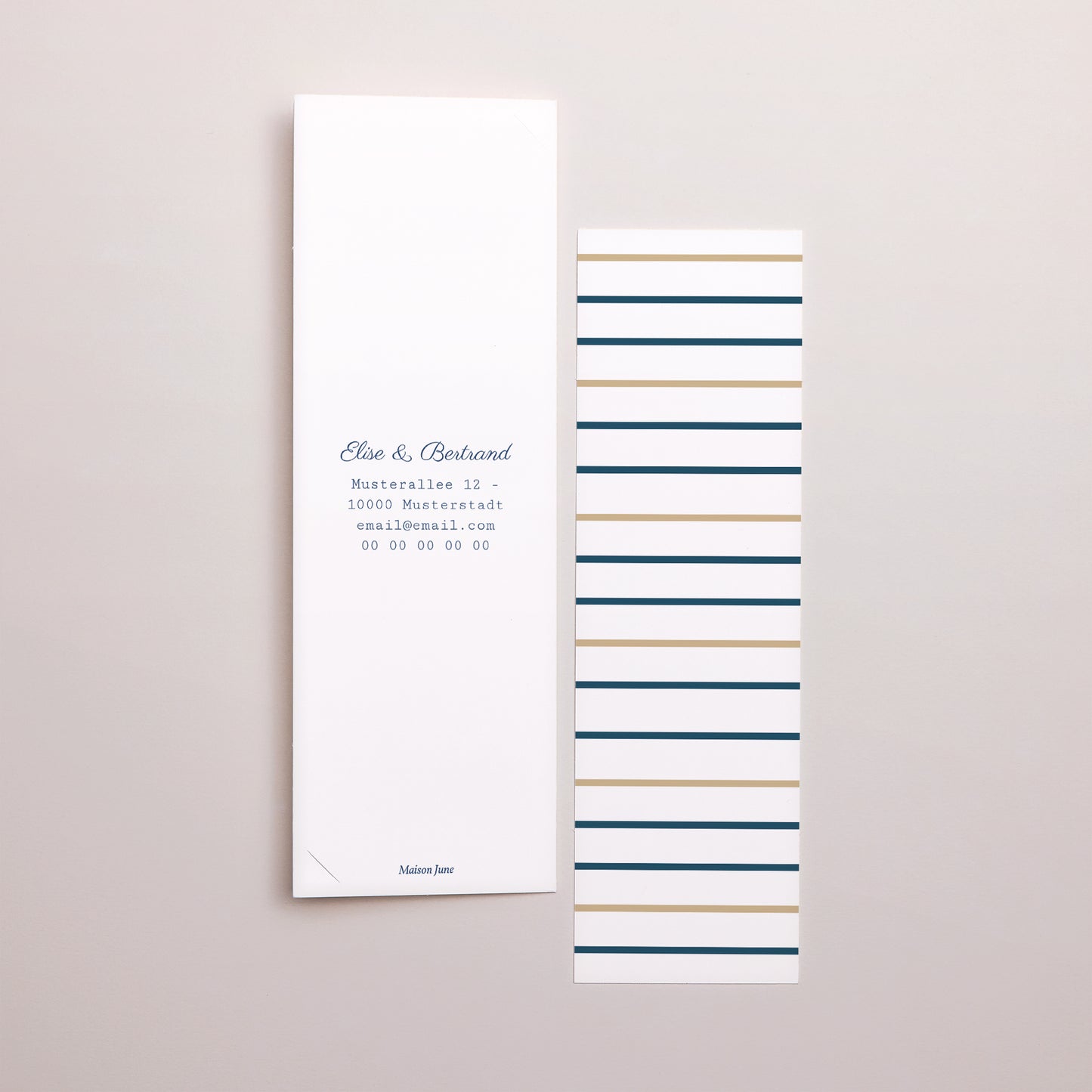 Hochzeitseinladung Fotoautomaten Lesezeichen Das blaue Gold foto N° 3