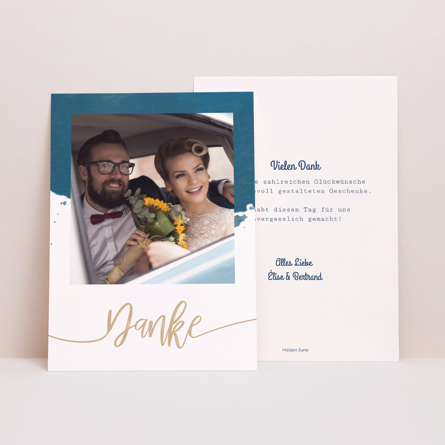 Dankeskarte Hochzeit Das blaue Gold foto