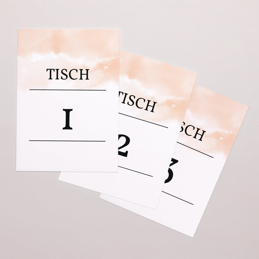 Tischnummern Hochzeit Rechteck Aquarello foto